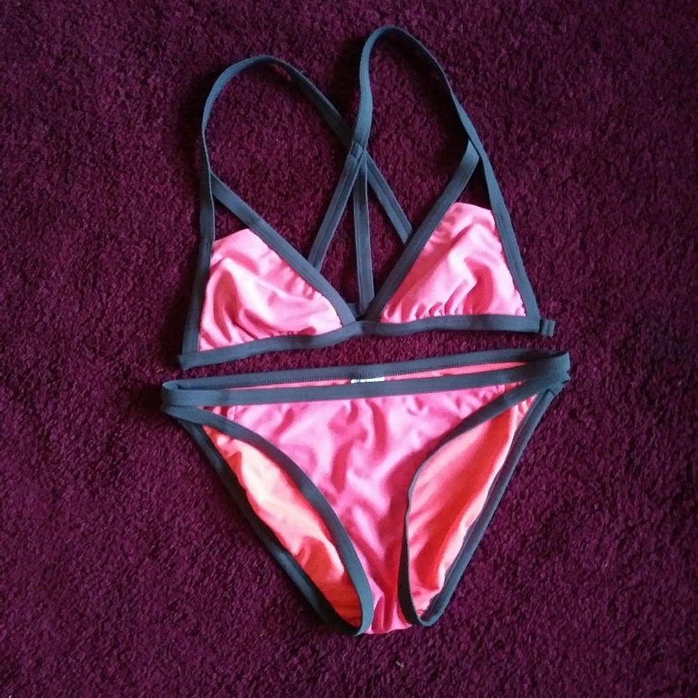pink&grey 2 peice swimsuit